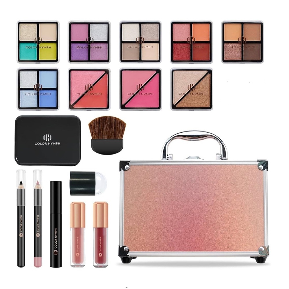 NWT Color Nymph Beginners Make Up Kit, gold portable train case, complete set